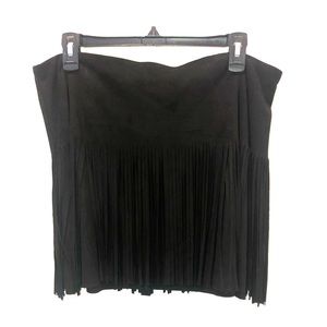 Suede fringe skirt